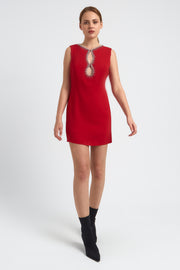ROBE ORNEE PIERRE ET DECOLLETE ROSALIA ROUGE